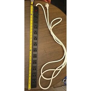 12 Outlet Power Strip 12ft Cord- 12in Black Rack Mountable Surge Protector